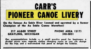 Au Sable Canoe (Carrs Pioneer Canoe Livery) - Jun 27 1971 Article